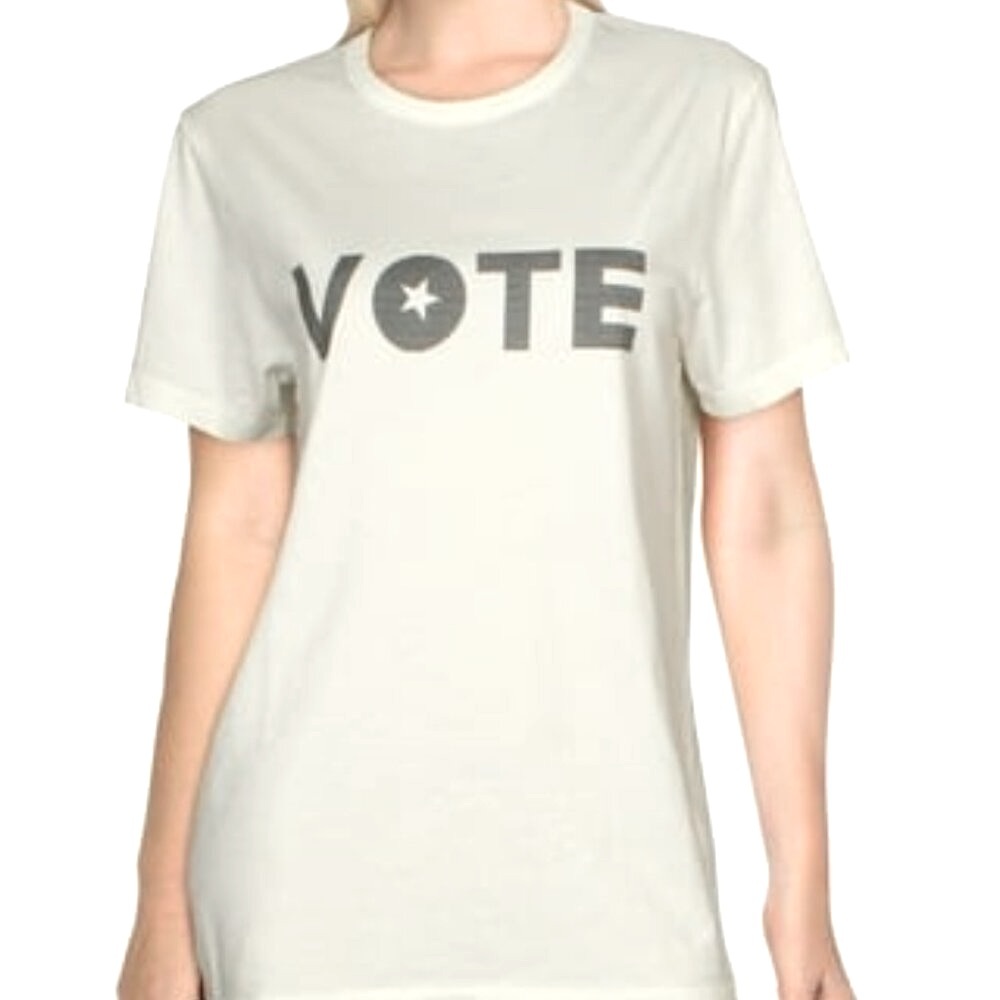 NWT [Madewell] "Vote" Crewneck Allday Graphic Slogan Ivory T-Shirt Women's Small
